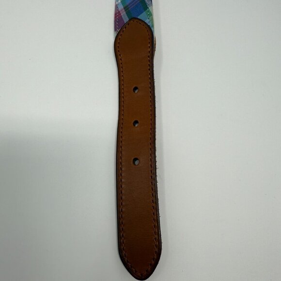 Polo Ralph Lauren Plaid Leather-Trim Tartan Belt Men's 32 Preppy Classic Formal - Picture 8 of 10